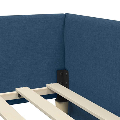 Cornice del letto ad angolo Blu 80 cm x 200 cm Tessuto | homemem39
