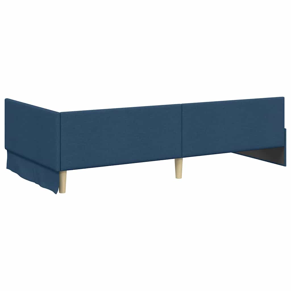 Cornice del letto ad angolo Blu 80 cm x 200 cm Velluto