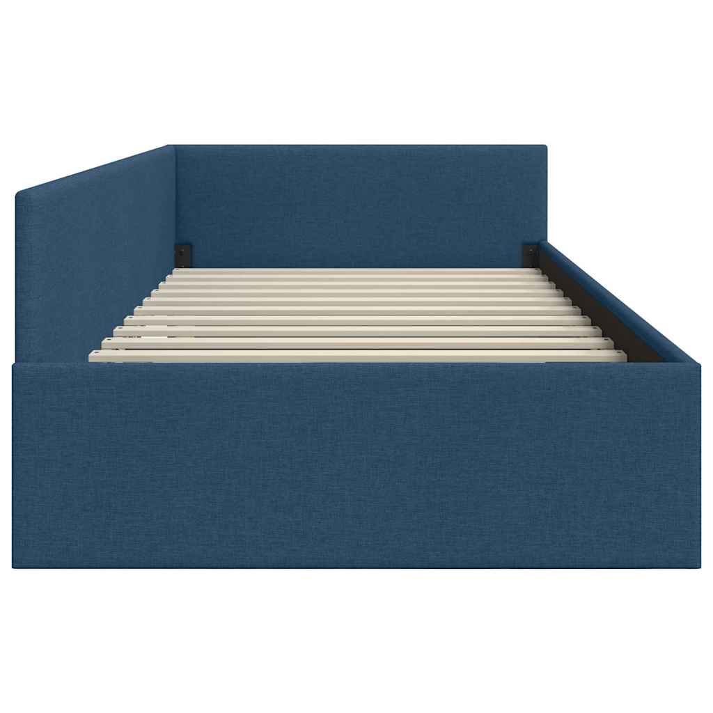 Cornice del letto ad angolo Blu 80 cm x 200 cm Tessuto | homemem39