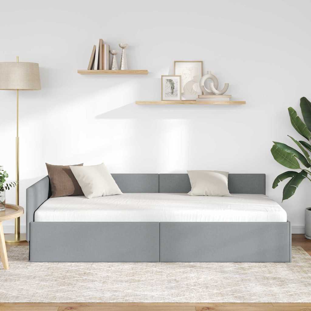 Cornice del letto ad angolo Grigio chiaro 90 cm x 190 cm