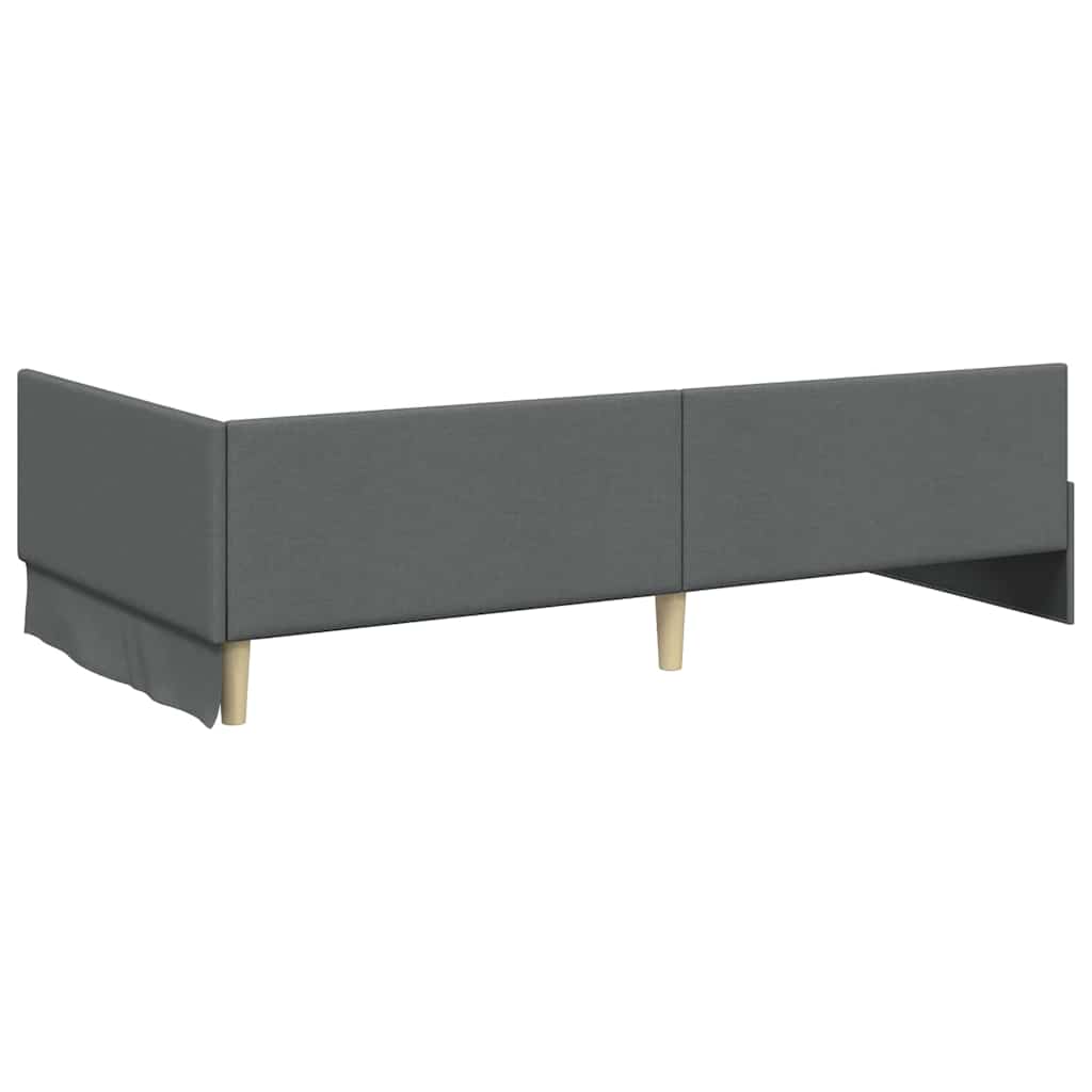 Cornice del letto ad angolo Grigio scuro 90 cm x 190 cm Tessuto | homemem39