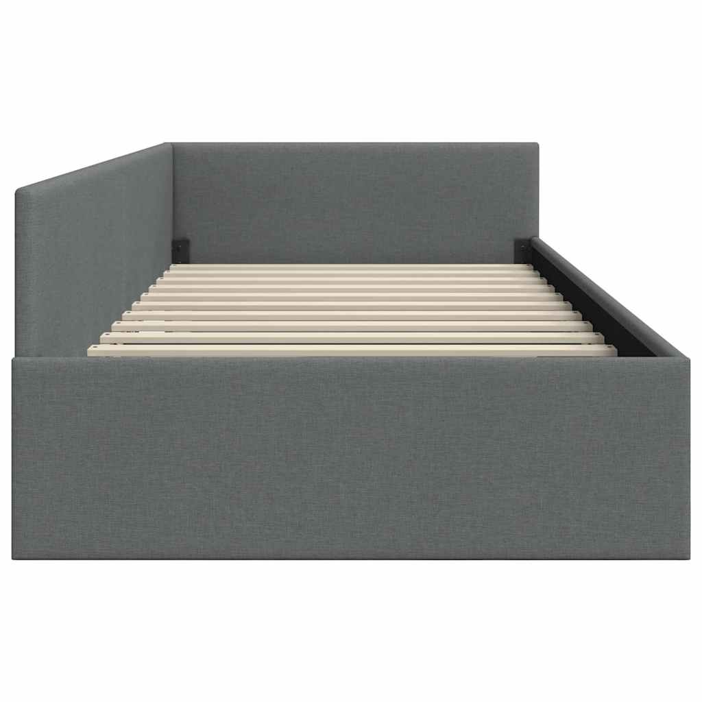 Cornice del letto ad angolo Grigio scuro 90 cm x 190 cm Tessuto | homemem39