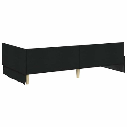 Cornice del letto ad angolo Nero 90 cm x 190 cm Tessuto | homemem39