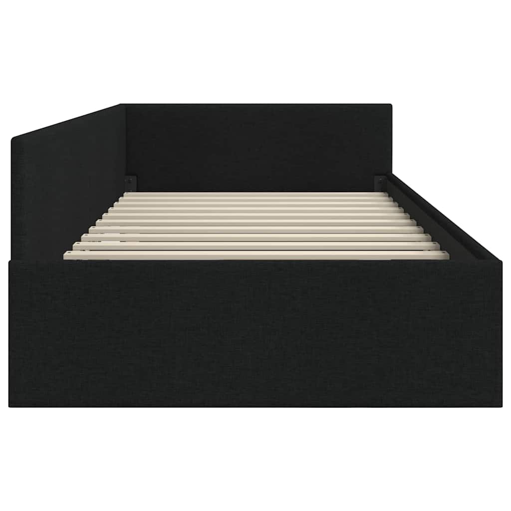 Cornice del letto ad angolo Nero 90 cm x 190 cm Tessuto | homemem39