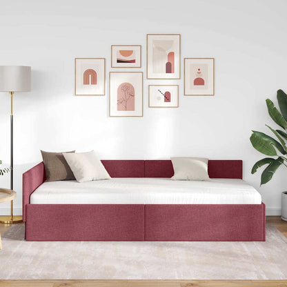 Cornice del letto ad angolo Rosso Vino 90 cm x 190 cm Tessuto | homemem39