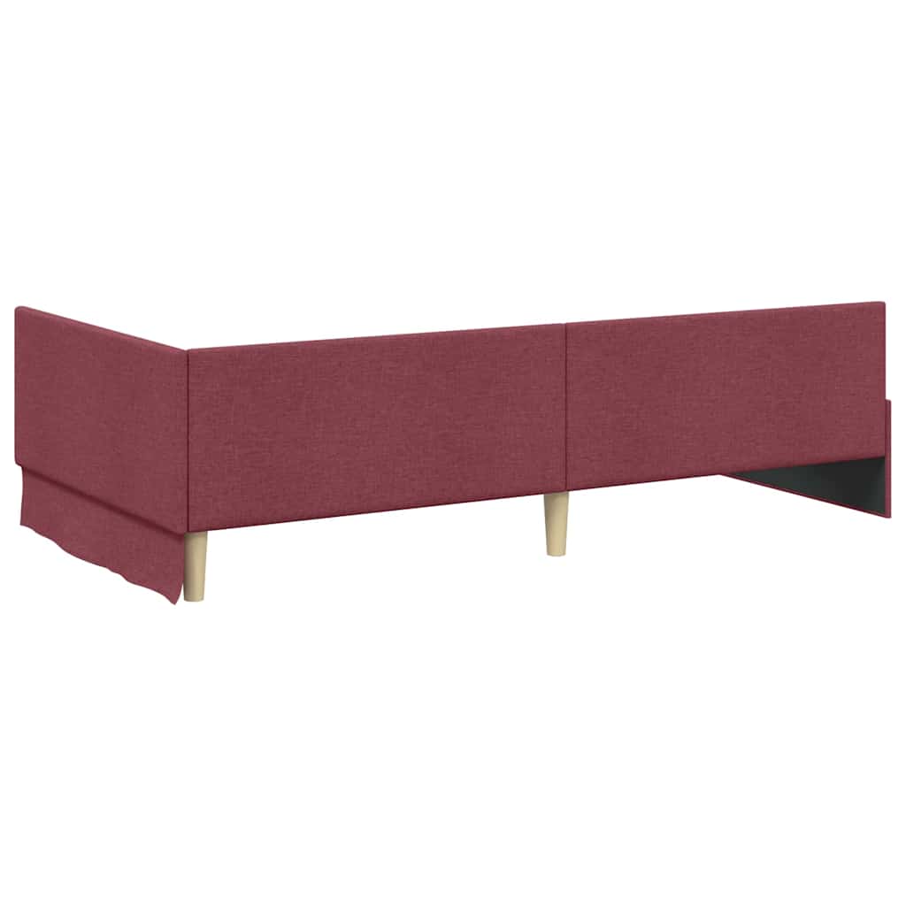 Cornice del letto ad angolo Rosso Vino 90 cm x 190 cm Tessuto | homemem39