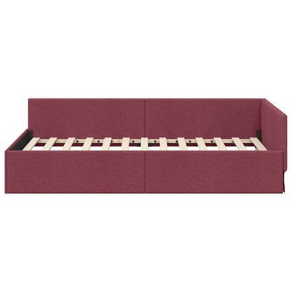 Cornice del letto ad angolo Rosso Vino 90 cm x 190 cm Tessuto | homemem39