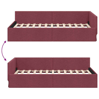 Cornice del letto ad angolo Rosso Vino 90 cm x 190 cm Tessuto | homemem39