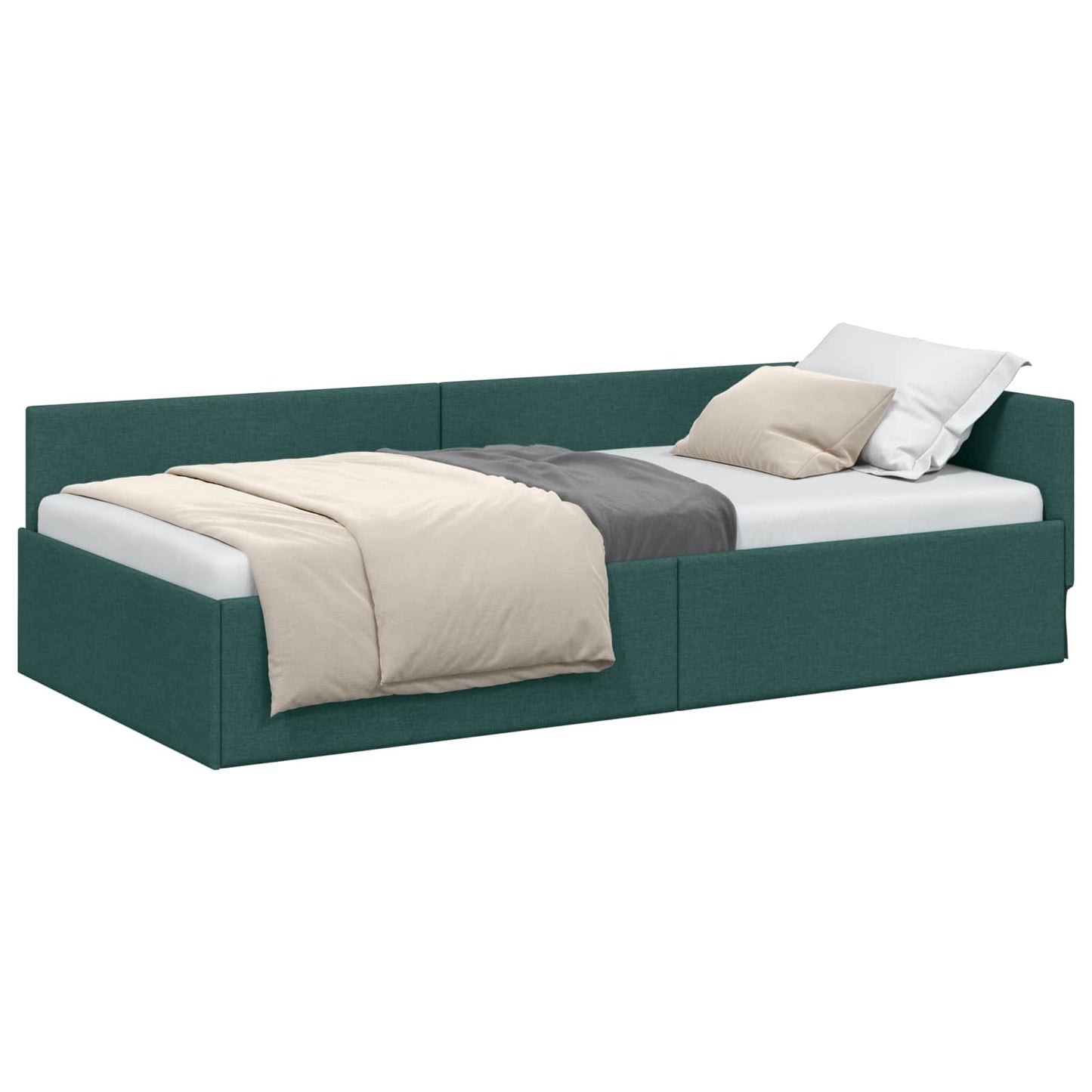 Cornice del letto ad angolo Verde Scuro 90 cm x 190 cm Velluto