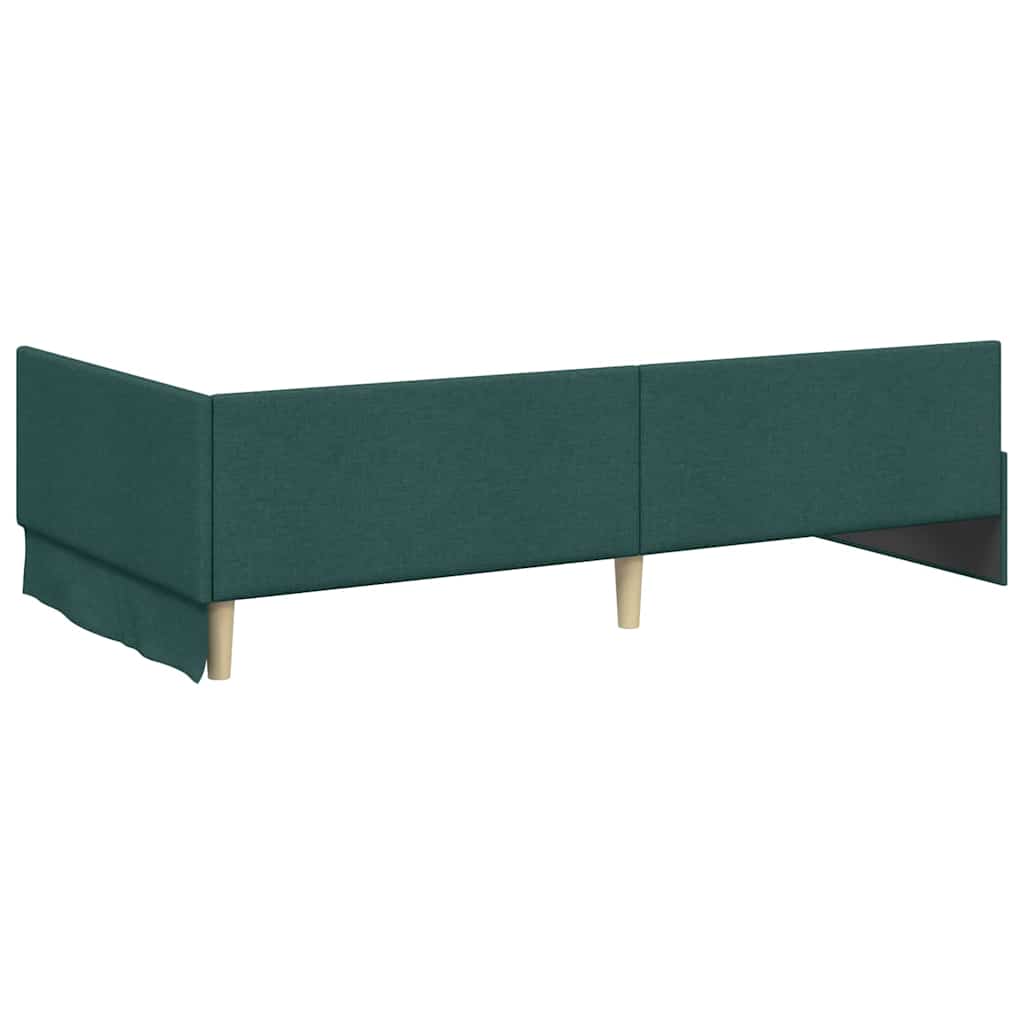 Cornice del letto ad angolo Verde Scuro 90 cm x 190 cm Tessuto | homemem39