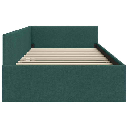 Cornice del letto ad angolo Verde Scuro 90 cm x 190 cm Tessuto | homemem39
