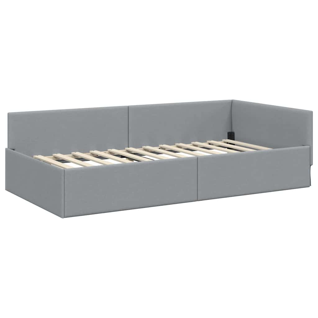 Cornice del letto ad angolo Grigio chiaro 90 cm x 200 cm | homemem39