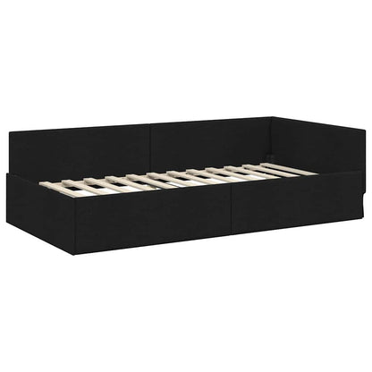 Cornice del letto ad angolo Nero 90 cm x 200 cm Tessuto | homemem39