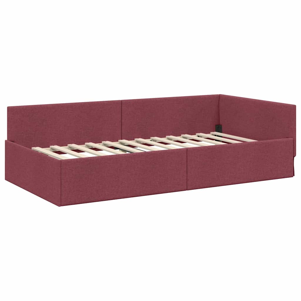 Cornice del letto ad angolo Rosso Vino 90 cm x 200 cm Velluto