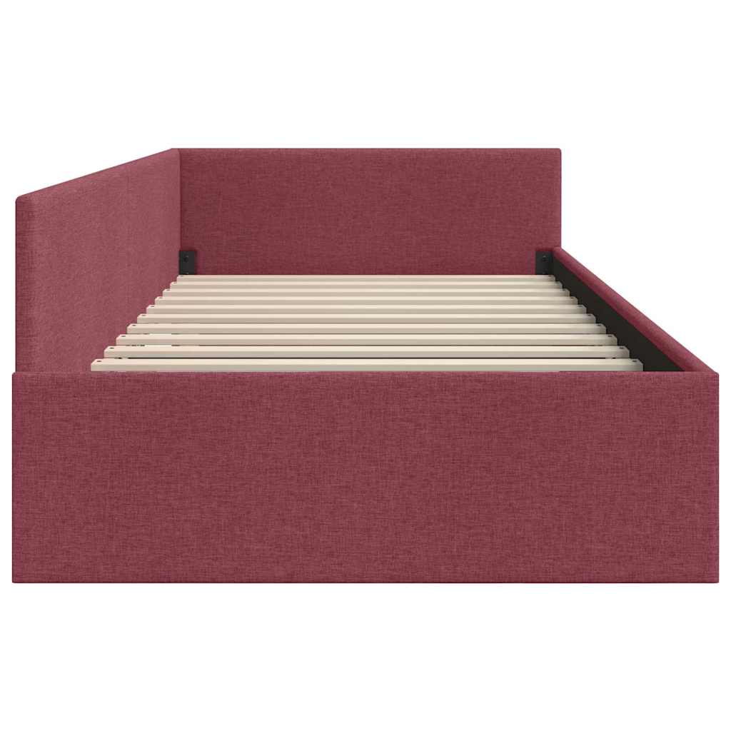 Cornice del letto ad angolo Rosso Vino 90 cm x 200 cm Tessuto | homemem39