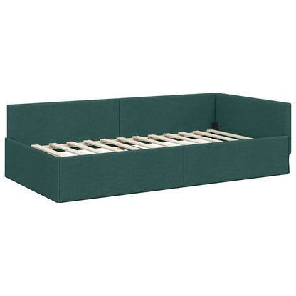 Cornice del letto ad angolo Verde Scuro 90 cm x 200 cm Velluto