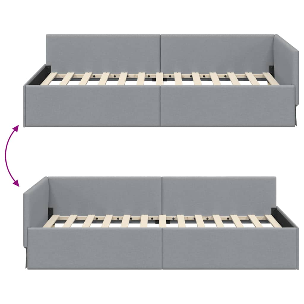Cornice del letto ad angolo Grigio chiaro 100 cm x 200 cm | homemem39