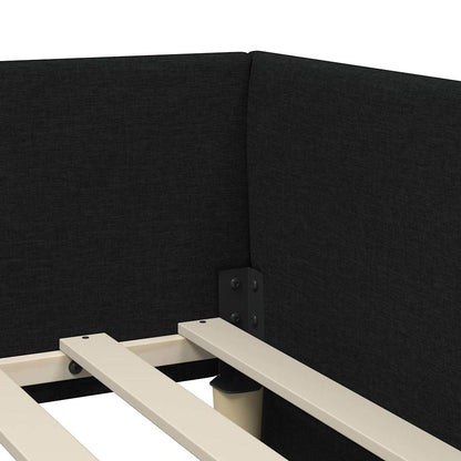 Cornice del letto ad angolo Nero 100 cm x 200 cm Tessuto | homemem39