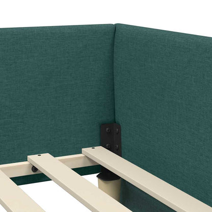 Cornice del letto ad angolo Verde Scuro 100 cm x 200 cm Tessuto | homemem39