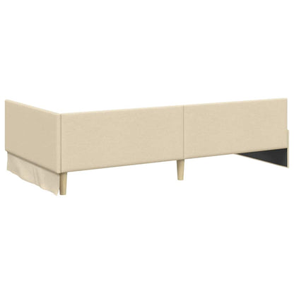 Cornice del letto ad angolo Crema 100 cm x 200 cm Tessuto | homemem39