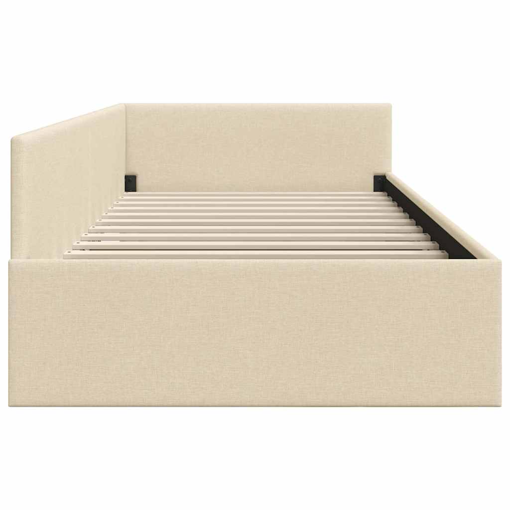 Cornice del letto ad angolo Crema 100 cm x 200 cm Tessuto | homemem39