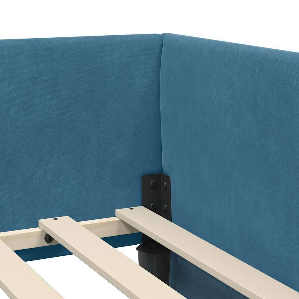 Cornice del letto ad angolo Blu 80 cm x 200 cm Velluto | homemem39