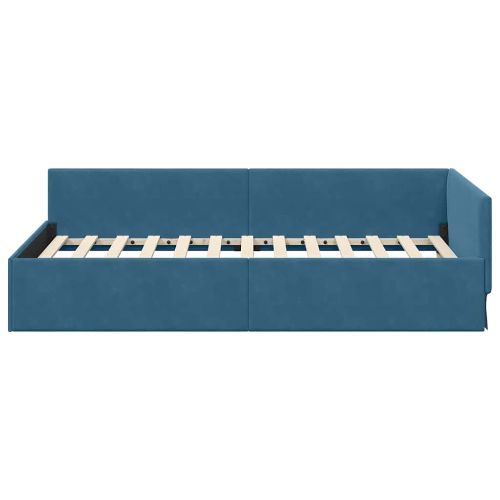 Cornice del letto ad angolo Blu 80 cm x 200 cm Velluto | homemem39