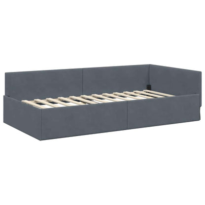 Cornice del letto ad angolo Grigio scuro 80 cm x 200 cm Velluto | homemem39