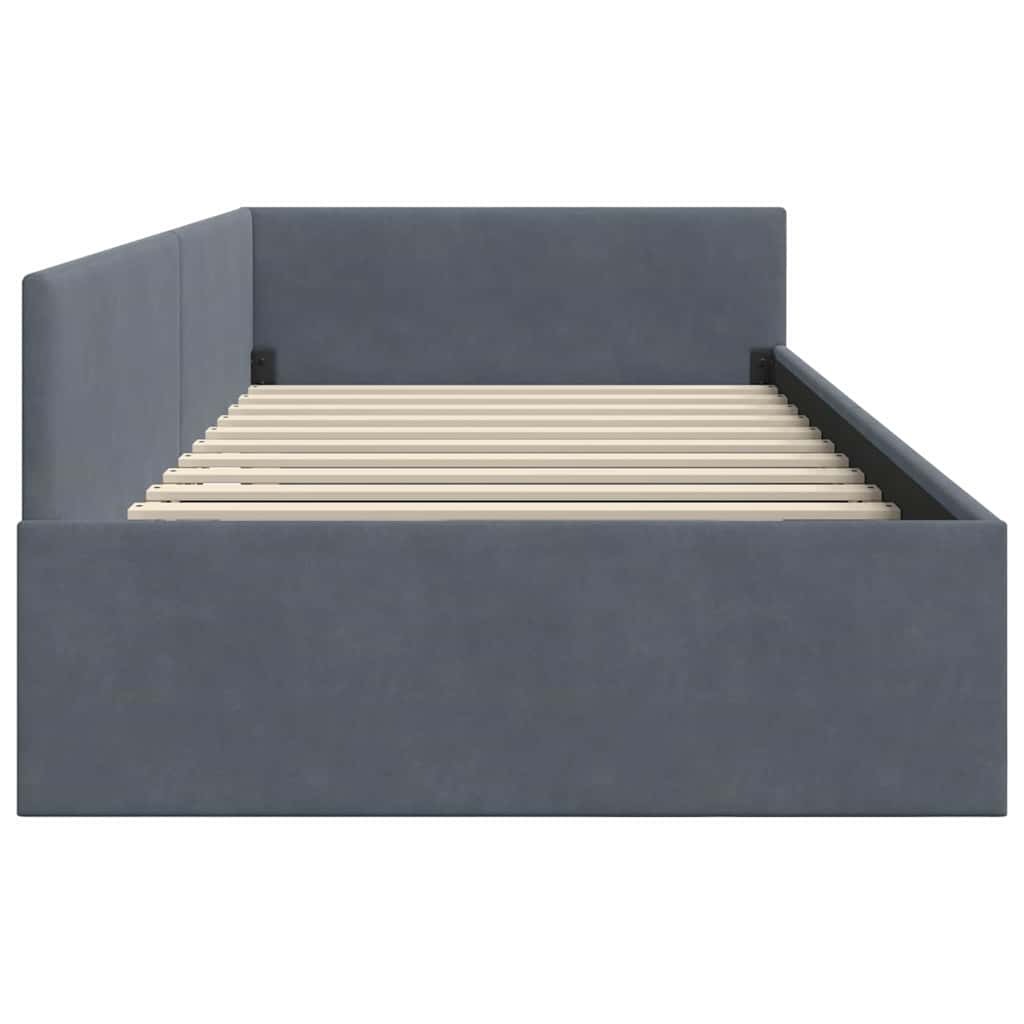 Cornice del letto ad angolo Grigio scuro 80 cm x 200 cm Velluto | homemem39
