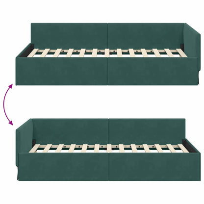 Cornice del letto ad angolo Verde Scuro 80 cm x 200 cm Velluto | homemem39