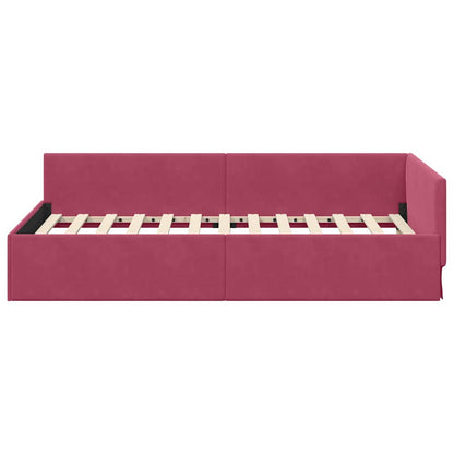 Cornice del letto ad angolo Rosso Vino 80 cm x 200 cm Velluto | homemem39