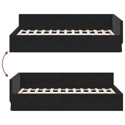 Cornice del letto ad angolo Nero 80 cm x 200 cm Velluto | homemem39
