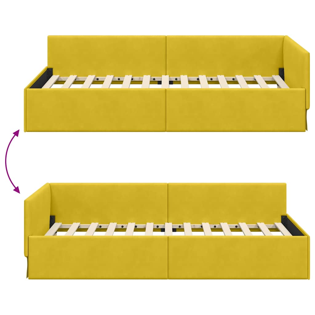 Cornice del letto ad angolo Giallo 80 cm x 200 cm Velluto | homemem39