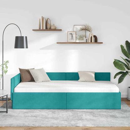 Cornice del letto ad angolo Turchese 80 cm x 200 cm Velluto | homemem39