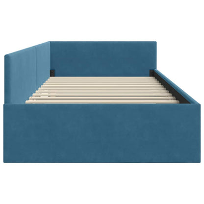 Cornice del letto ad angolo con testiera Blu 90 cm x 190 cm