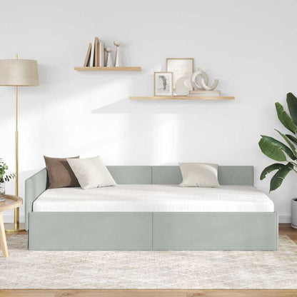 Cornice del letto ad angolo Grigio chiaro 90 cm x 190 cm | homemem39