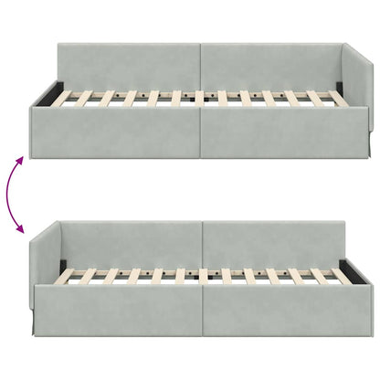 Cornice del letto ad angolo Grigio chiaro 90 cm x 190 cm | homemem39