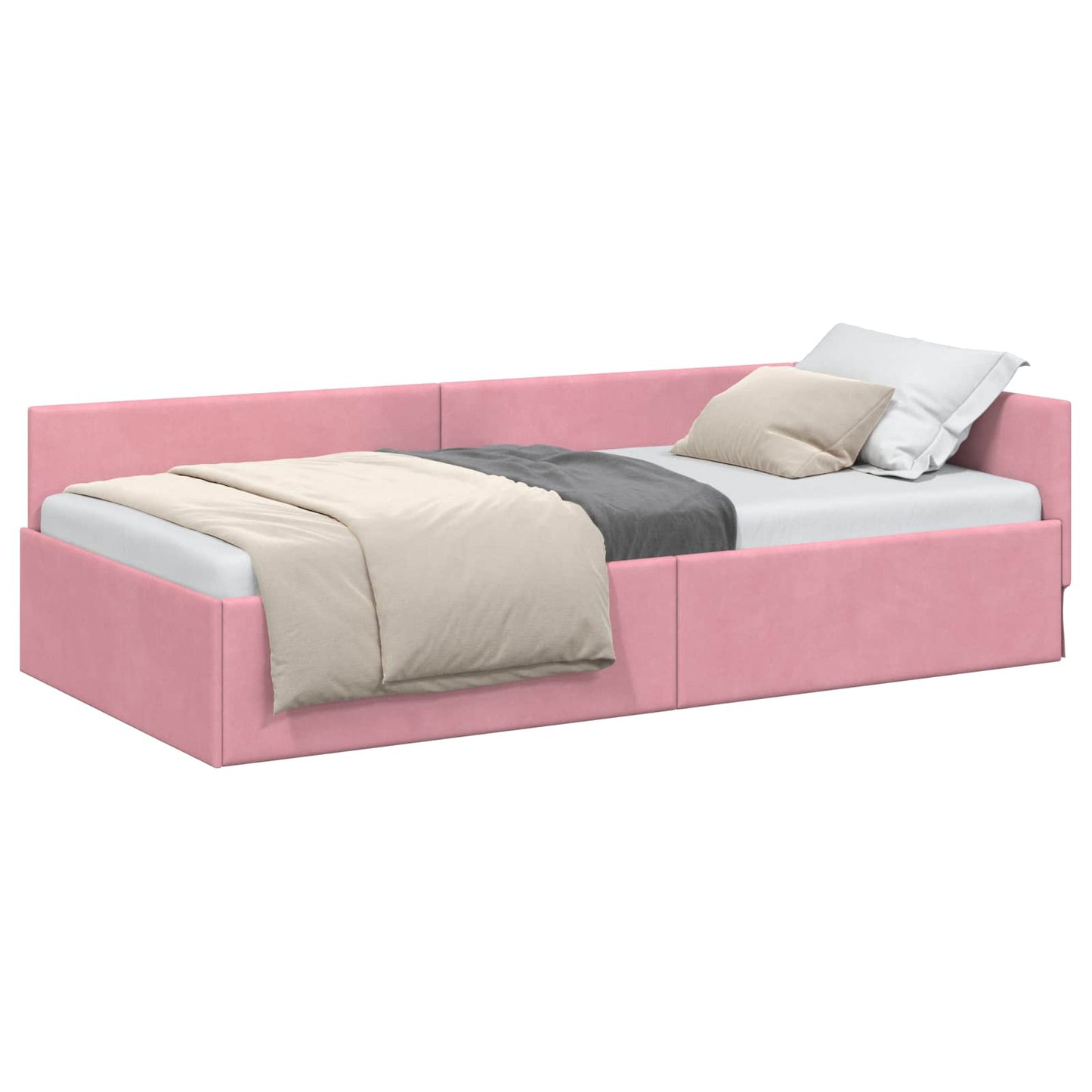 Cornice del letto ad angolo Rosa 90 cm x 190 cm Velluto | homemem39