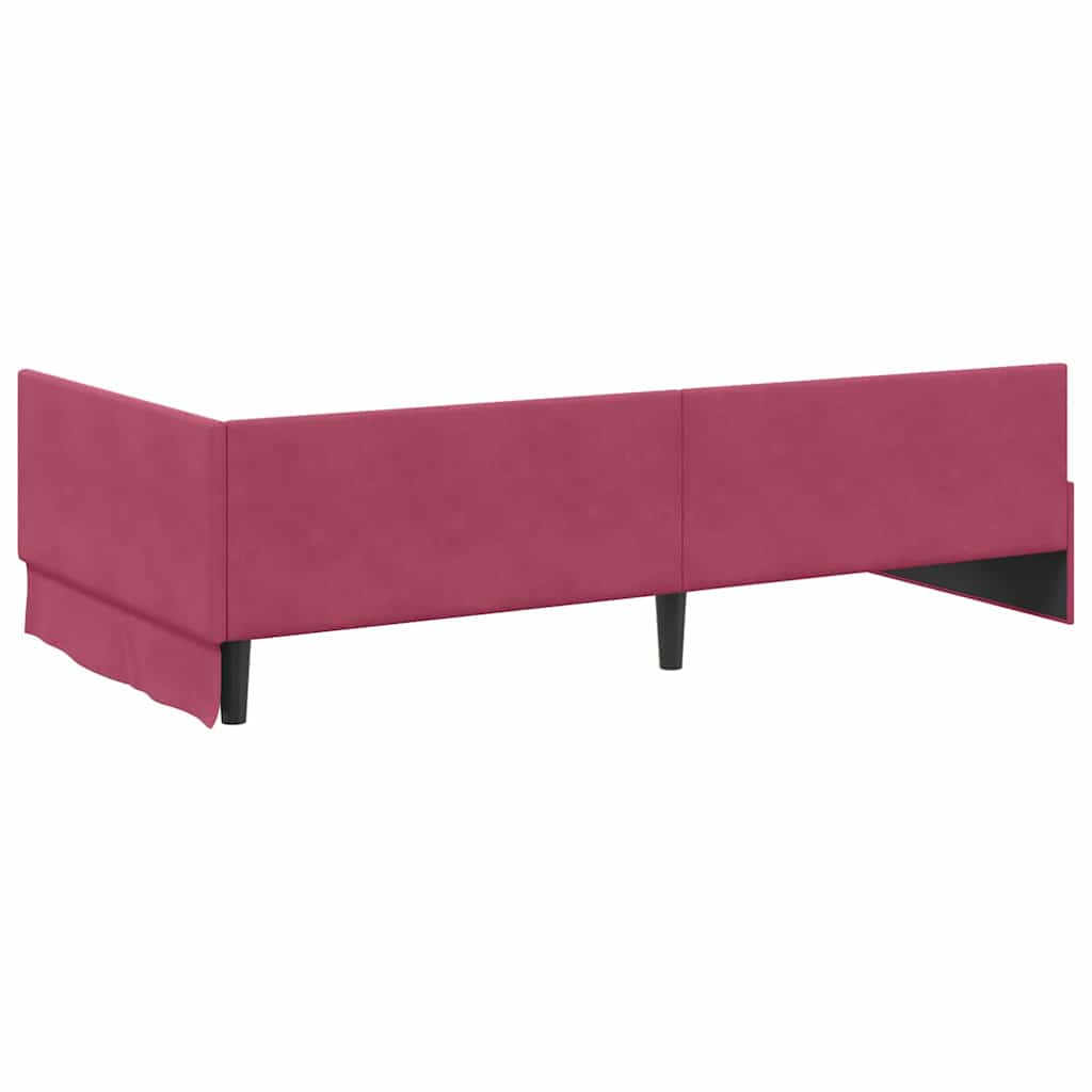 Cornice del letto ad angolo Rosso Vino 90 cm x 190 cm Velluto | homemem39