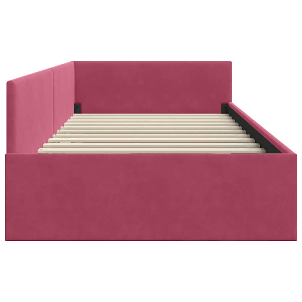 Cornice del letto ad angolo Rosso Vino 90 cm x 190 cm Velluto | homemem39