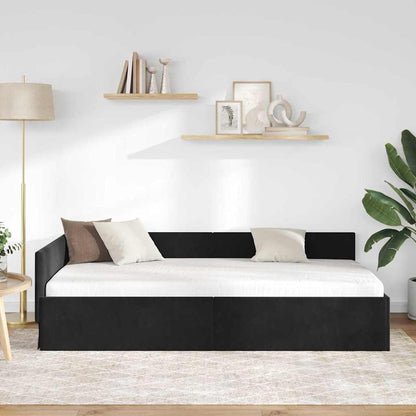 Cornice del letto ad angolo Nero 90 cm x 190 cm Velluto | homemem39