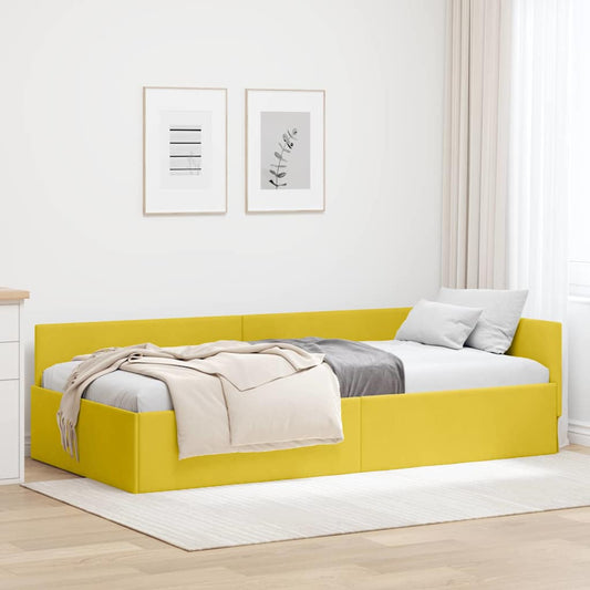 Cornice del letto ad angolo Giallo 90 cm x 190 cm Velluto | homemem39