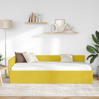 Cornice del letto ad angolo Giallo 90 cm x 190 cm Velluto | homemem39