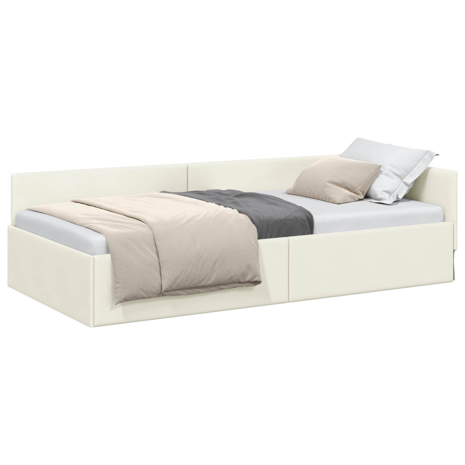 Cornice del letto ad angolo Crema 90 cm x 190 cm Velluto | homemem39