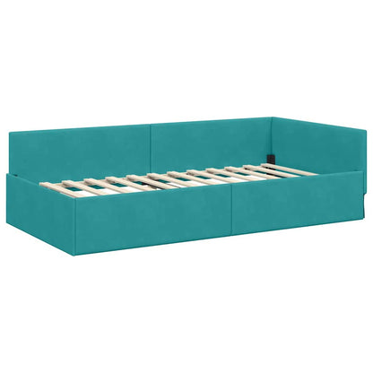 Cornice del letto ad angolo Turchese 90 cm x 190 cm Velluto | homemem39