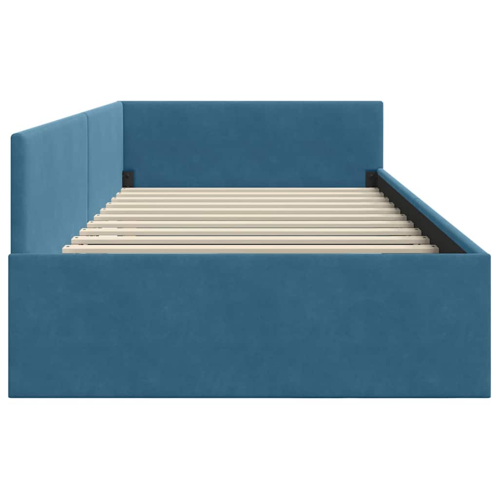 Cornice del letto ad angolo Blu 90 cm x 200 cm Velluto | homemem39