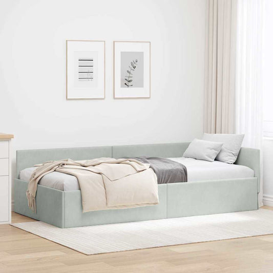 Cornice del letto ad angolo Grigio chiaro 90 cm x 200 cm | homemem39