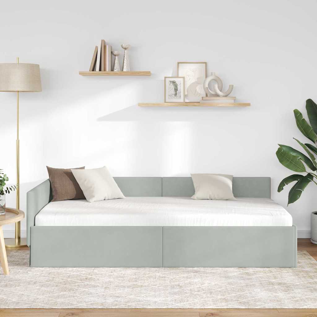 Cornice del letto ad angolo Grigio chiaro 90 cm x 200 cm | homemem39