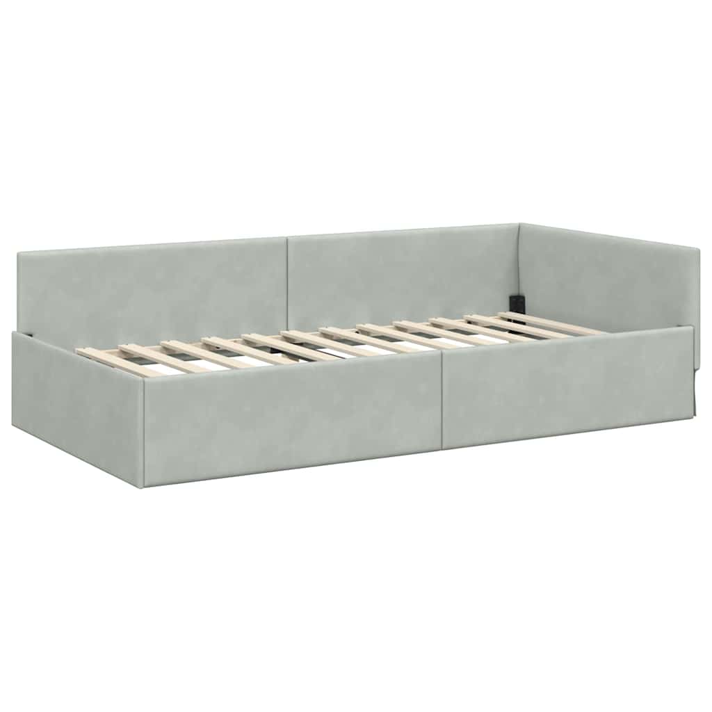 Cornice del letto ad angolo Grigio chiaro 90 cm x 200 cm | homemem39