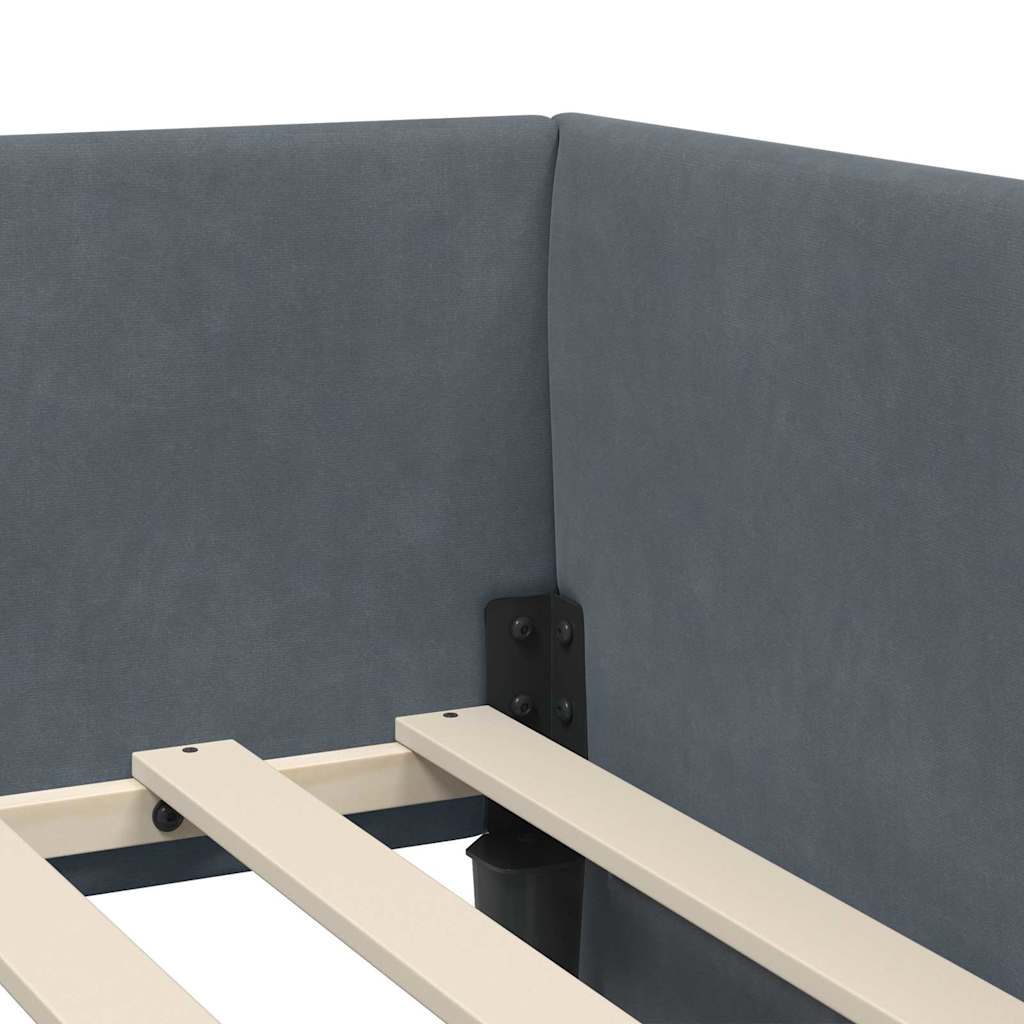 Cornice del letto ad angolo Grigio scuro 90 cm x 200 cm Velluto | homemem39